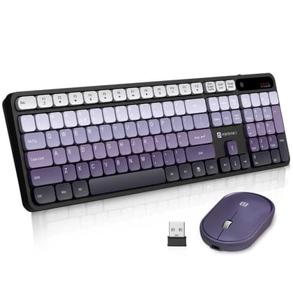 Portronics Key11 Combo Rechargeable Wireless Keyboard and Mouse Set (Purple)