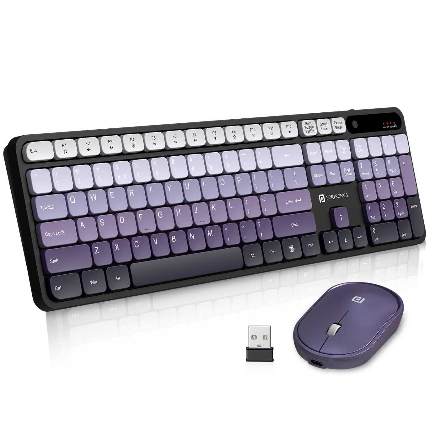 Portronics Key11 Combo Rechargeable Wireless Keyboard and Mouse Set (Purple)