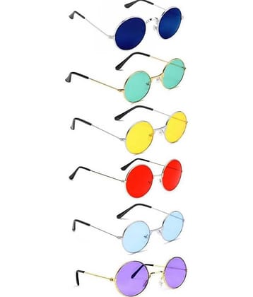 Elligator Black Round Sunglasses ( Pack of 6 )