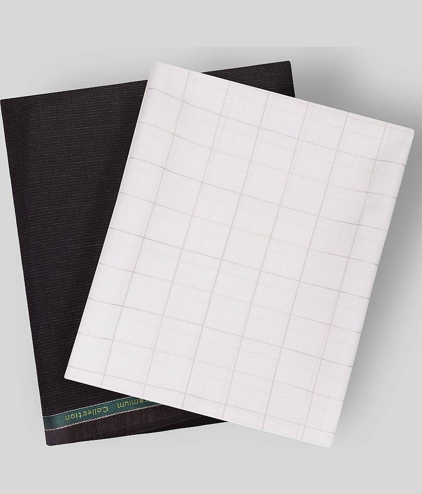 Maharaja - Off-White Cotton Blend Men's Unstitched Shirts & Trousers ( Pack of 2 )