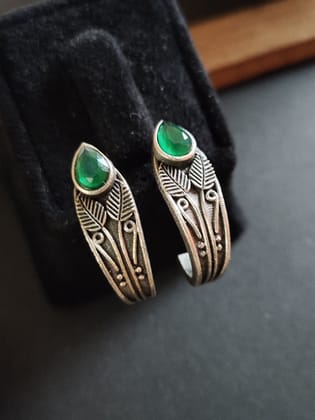 Casual Silver Look-Alike Oxidised Hoop Earrings for Everyday Style | Sarichka-Green