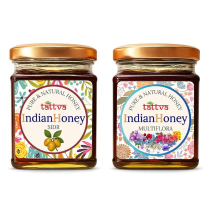 IndianHoney Himalayan Multiflora & Premium & Highly Medicinal Sidr Honey Combo Pack (230gm & 230gm)