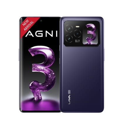 Lava Agni 3 5G (Heather Glass, 8GB+128GB) | India's 1st Dual AMOLED | Dimensity 7300X | 50MP Triple AI Camera | 66W Fast Charge,5000 mAh Battery | Clean UI | Free Replacement @ Home | Without Charger Lava Agni 3 5G (Heather Glass, 8GB+128GB) | India's 1s