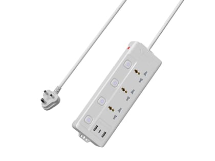 Portronics Power Plate 18, 20W Type-C PD, 3 Power Sockets, Individual Switches, 3 Meters Cord