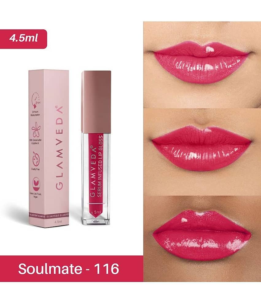 Glamveda High Shine Serum Infused Lip Gloss | Soulmate - 116 ( Bright Pink ) 4.5ml