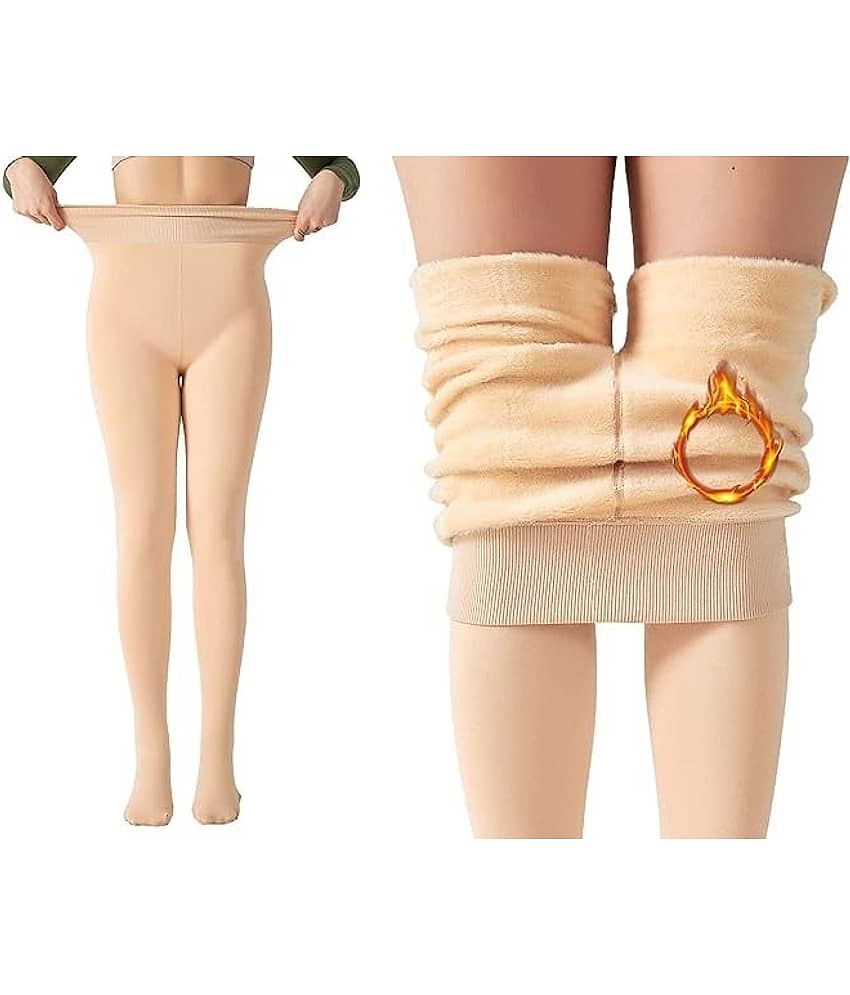 Creature Pack of 1 Women's Fleece Full length Stockings ( Beige )