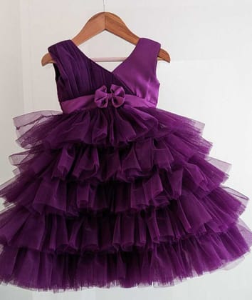 Wine Color Baby Girls Net Layered Party Wear by Vootbuy | 12-18 Month