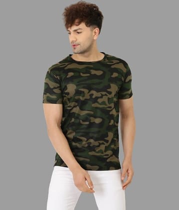Leotude Men Cotton Blend Regular Fit Printed T-Shirt ( Olive )