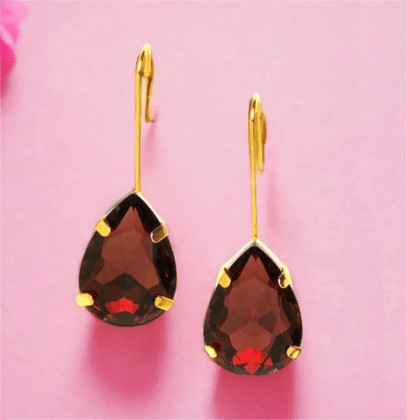 Gold Plated Burgundy Teardrop Earrings Gold Plated Burgundy Teardrop Earrings