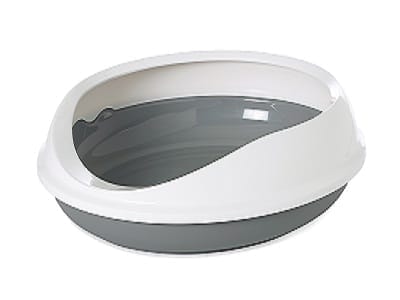Figaro Oval Cat Litter Tray+Rim Cold Gray