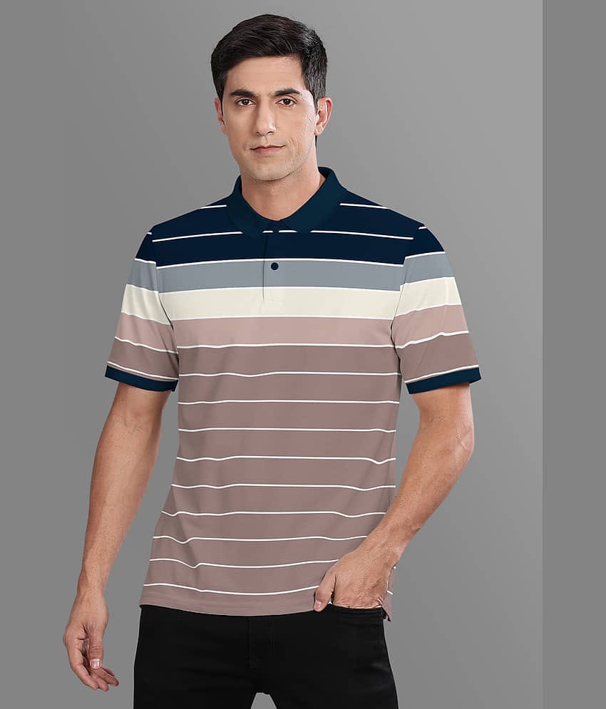 BULLMER Pack of 1 Cotton Blend Regular Fit Colorblock Half Sleeves Men's Polo T Shirt ( Navy Blue )