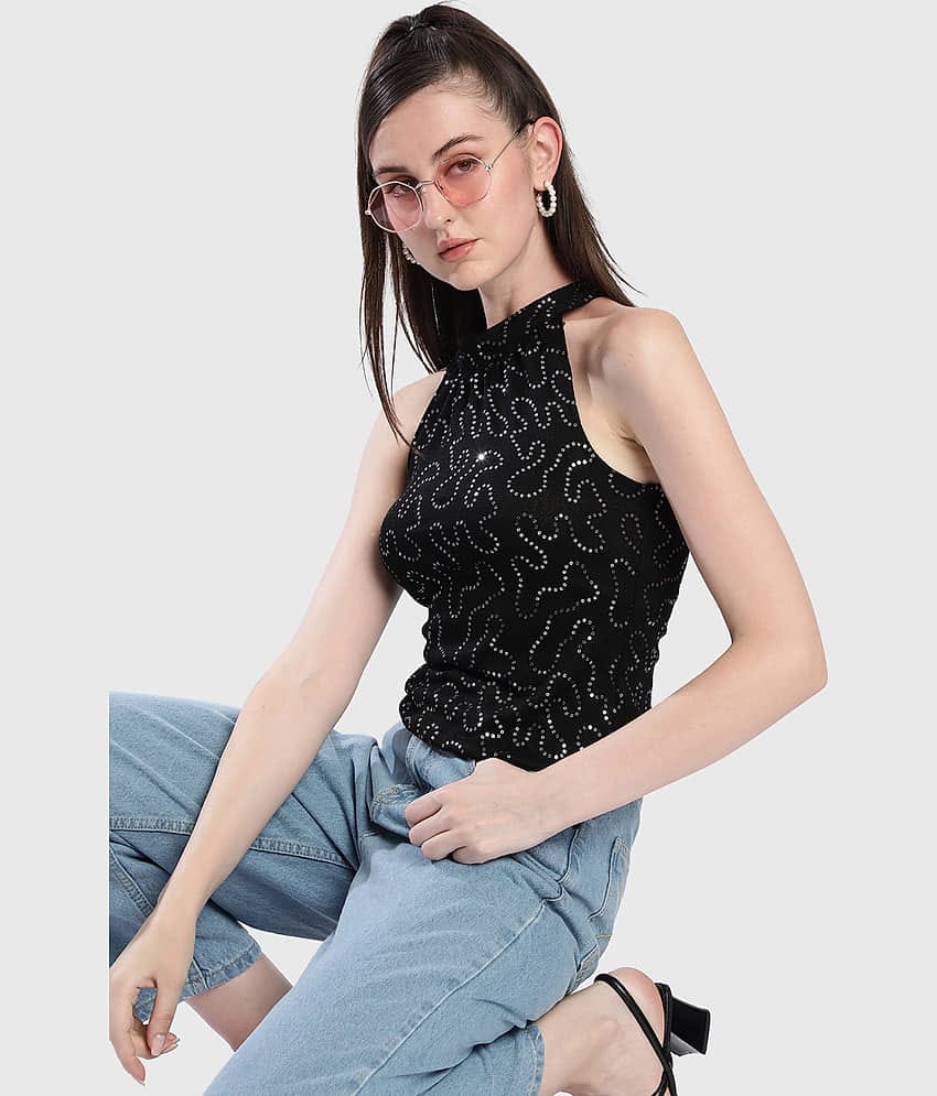 Bene Kleed Women's Polyester Drawstring Top ( Black )