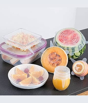 Suraj Enterprises Reusable Silicone Stretch Lids 6 pcs ( Set of 6 ), Silicon Lid Cover
