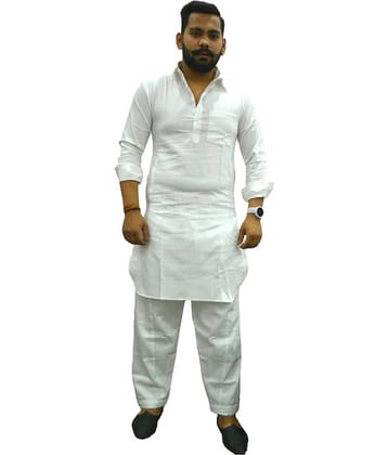 Preen White Cotton Pathani Suit Pack of 1