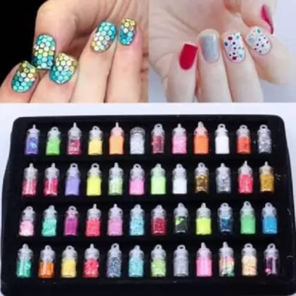 Elecsera Nail Sparkle Glitter Stickers for Nail Art Decoration Mixed Colors & Shapes (Multicolor)