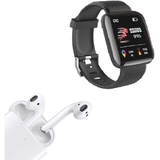 Combo of Bluetooth Smart Fitness Band + Wireless Bluetooth Airpod Compatible With IOS, Android