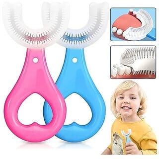 Pink and White Kids' Toothbrush - Soft Bristle, Ergonomic Handle, Single Pack