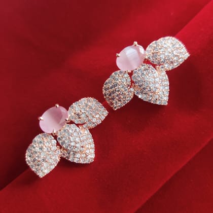 Charming Mint Pink Rose Gold Studs-Mint Pink / Rose Gold