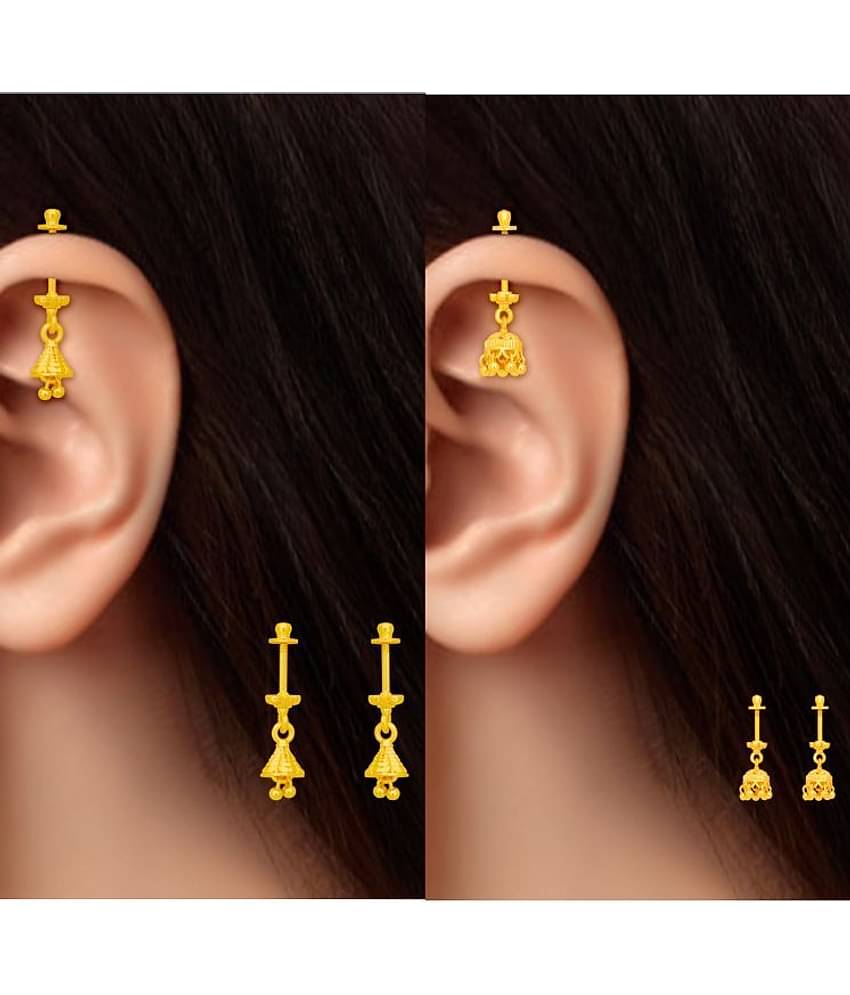 LUV FASHION Gold EarCuff Earrings ( Pack of 2 )
