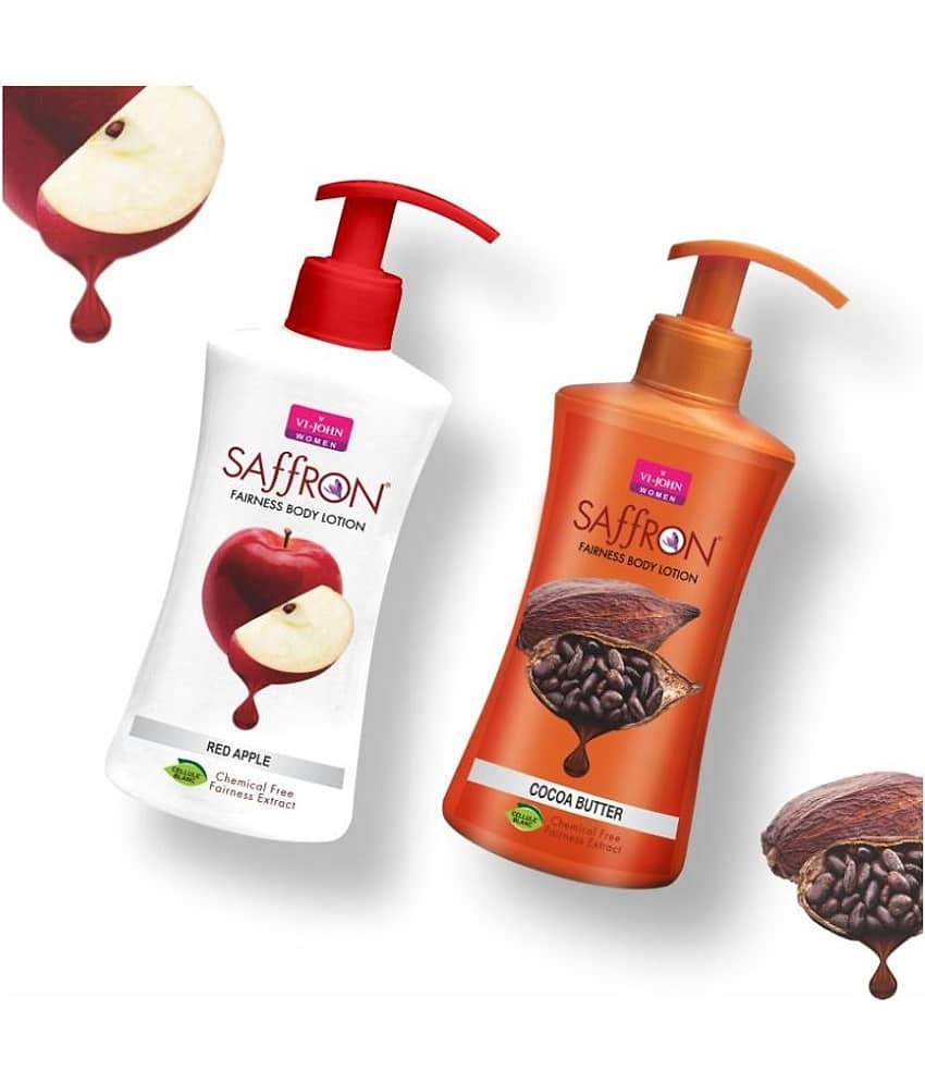 VI-JOHN Saffron Fairness Body Lotion Red Apple & Cocoa Butter 250ml Pack of 2