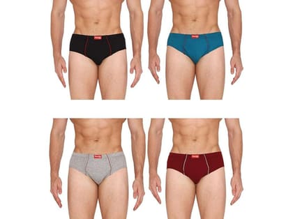 VIP Frenchie Plus Mens Cotton Briefs, Ultra-Soft, All-Day Comfort Fit, Assorted Colours - Pack of 4 - 80
