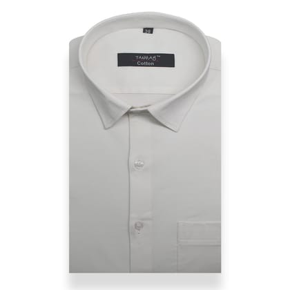 White Color Lycra Cotton Shirt For Men's-M (38 Inch) (98 CM) / Full