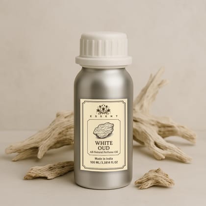 Essent White Oud Unisex Roll-On Attar  3.38 fl. oz. (100 ml) | Long-Lasting Natural Fragrance | Alcohol-Free Perfume Oil