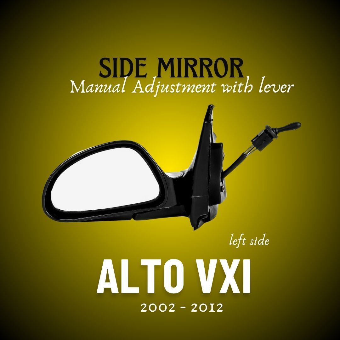 RMC Car Side Mirror Suitable for Maruti Suzuki Alto VXI with Lever (2002-2012) & Alto K10 type 1 LEFT SIDE (PASSENGER SIDE)