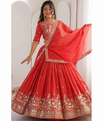 piludi Women's Art Silk Semi Stitched Flared Lehenga Choli