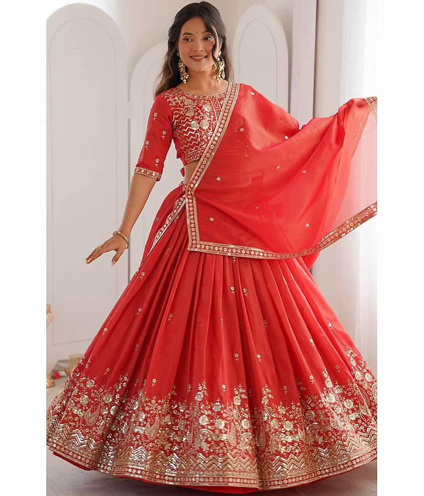 piludi Women's Art Silk Semi Stitched Flared Lehenga Choli