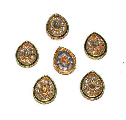 Meenakari Kundan Stone Components,Connector, Charms for Jewellery Making. (18X5 MM) , RCT-011-Per Packet of 6 Pcs / 18X5 MM