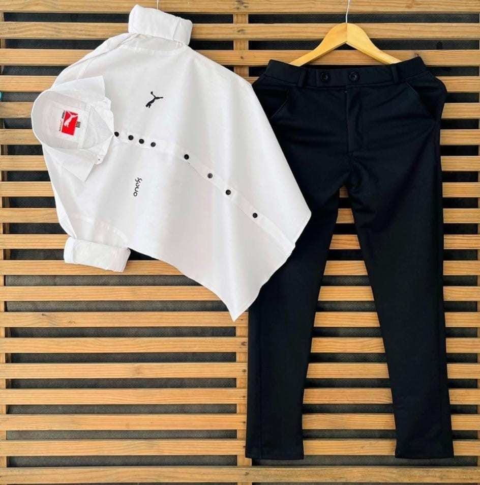 Puma White Shirt & Black Pant Combo Offer (Size -L40,32)