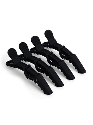 BUNGALOW BEAUTY Professional Hair Sectioning Crocodile Hairdressing Clips For Women (Pack Of 4), Black