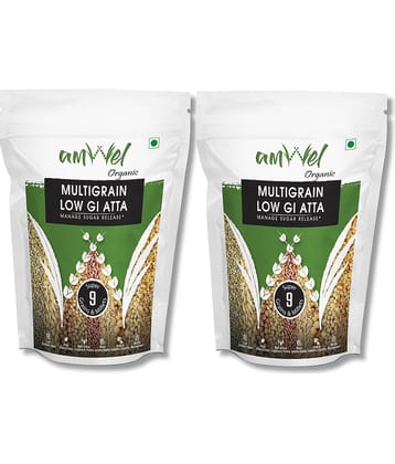 Amwel Multigrain Low GI Atta | 9 Super Grains & Millets | Diabetic Friendly 1.8 kg Pack of 2