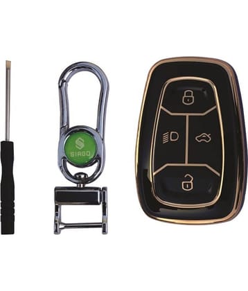 SIAGO Soft TPU Key Cover Compatible with TATA 4 Button Smart Car Key Cover with Key Chain for Nexon | Harrier | Safari | Altroz | Tigor | EV | Punch | Tiago EV Electric