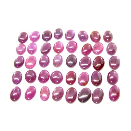 82Ct 47pc Lot 8X6mm - 8.8X7mm Natural Ruby Oval Cabochone Gemstones