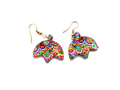 Artwork Wooden Earrings - Lotus Flower Earrings in assorted Artworks