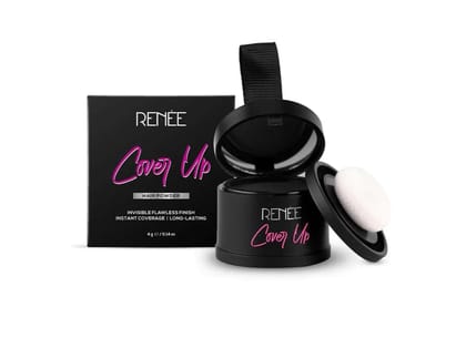 RENEE Cover-Up Hair Powder, Helps Cover Grey Roots & Bald Spots Instantly, Highly Pigmented, For Fuller and Denser Hair, Long-Lasting & Natural Matte Finish, Super Fine Powder for Precise and Flawless Application, 4gm - Black