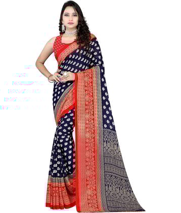 LEELAVATI Georgette Printed Saree With Unstitched Blouse Piece ( Multicolor )