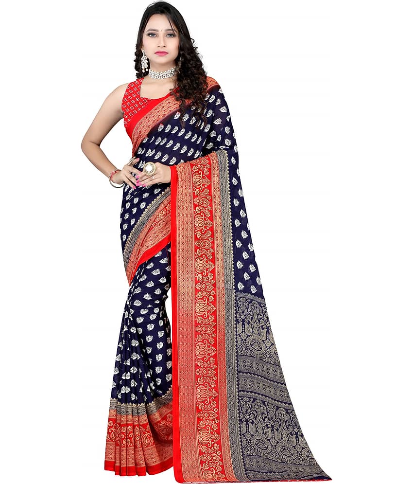 LEELAVATI Georgette Printed Saree With Unstitched Blouse Piece ( Multicolor )