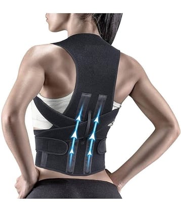 Back Brace With Dual Steel Metallic Plate Support At Back | Posture Corrector Therapy Shoulder Belt for Lower and Upper Back Pain Relief & Band Posture (Free Size) Pack of 1