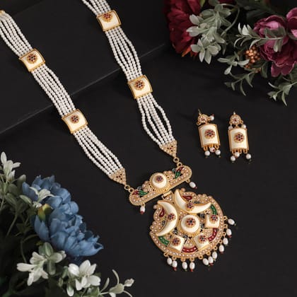 Multi Color Meena Work Rajputi Jewellery Rani Haar-Default Title / Multi / Alloy With Good Quality Gold Plated