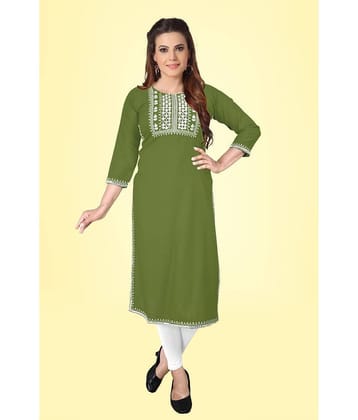Kapadia - Green Rayon Women's Straight Kurti ( Pack of 1 )