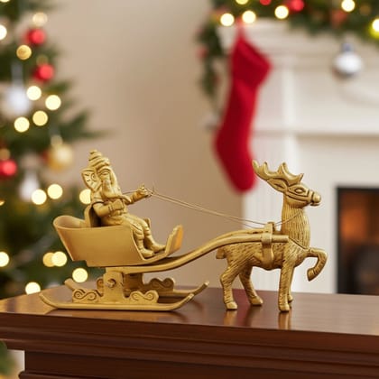 Brass Ganesh Rath Idol - Traditional Religious Showpiece, Height : 4 Inch (BSMAS1260 A)