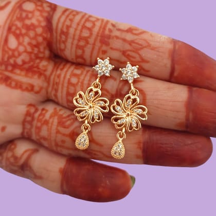 Exquisite Rose Gold Earrings with Radiant American Diamond Studs