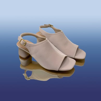 Neutral-Tone Block Heels-Beige / 38