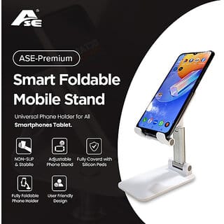 Digibuff Premium Smart Foldable Mobile Stand for Table and Bed, Height Adjustable Universal Phone Holder for All Smartphones Tablet
