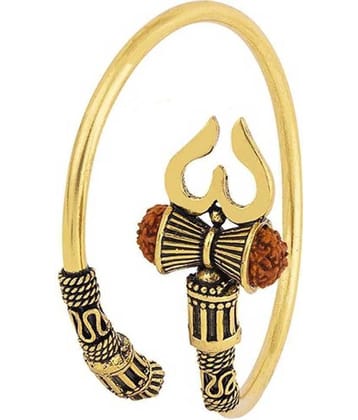 Paystore Rudraksha Trishul Damroo Kada for Men & Women Designer Oxidized Gold Bahubali Kada Bracelet