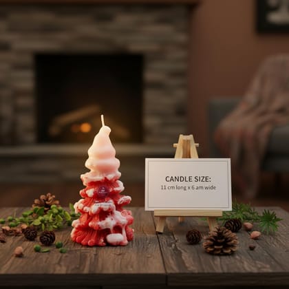 Organic Soy Wax Christmas Tree Piller Candle for Decor | Tree Shaped Scented Aromatic Fragrance Candles | Smoke-Free Candle | New Year