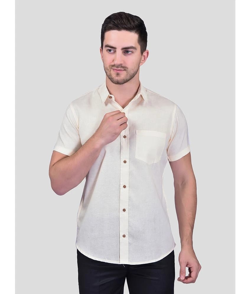PRINTCULTR Cotton Blend Regular Fit Solids Half Sleeves Mens Casual Shirt - Cream ( Pack of 1 ) - None